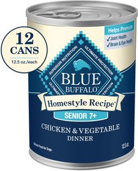 Blue Buffalo Life Protection Formula Senior Chicken & Brown Rice Recipe Dry Dog Food, 30-lb bag + Homestyle Recipe Chicken Dinner with Garden Vegetables Senior Wet Dog Food, 12.5-oz, case of 12 + Nudges Grillers Chicken Dog Treats, 16-oz bag slide 2 of 9