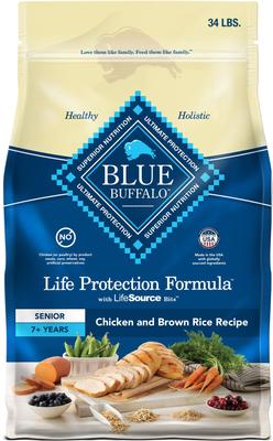 Show full view: Blue Buffalo Life Protection Formula Senior Chicken & Brown Rice Recipe Dry Dog Food, 34-lb bag slide 1 of 12