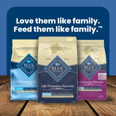 Show full view: Blue Buffalo Life Protection Formula Senior Chicken & Brown Rice Recipe Dry Dog Food, 34-lb bag slide 10 of 12