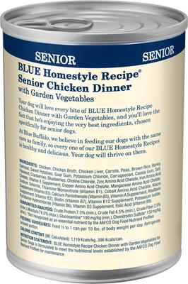 Show full view: Blue Buffalo Life Protection Formula Senior Chicken & Brown Rice Recipe Dry Dog Food + Homestyle Recipe Senior Chicken Dinner with Garden Vegetables Canned Dog Food slide 7 of 9