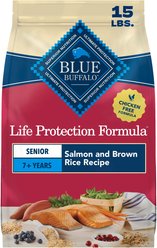 Blue Buffalo Life Protection Formula Senior Chicken-Free Salmon & Brown Rice Recipe Dry Dog Food, 15-lb bag
