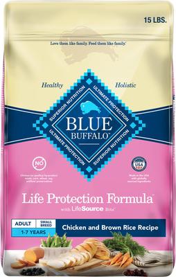 Show full view: Blue Buffalo Life Protection Formula Small Breed Adult Chicken & Brown Rice Dry Food + Blue Bits Tender Beef Dog Treats slide 6 of 9