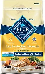 Blue Buffalo Life Protection Formula Small Breed Healthy Weight Adult Chicken & Brown Rice Recipe Dry Dog Food, 15-lb bag