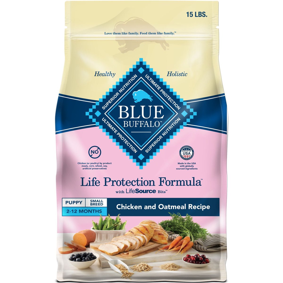 15 lb Blue Buffalo Chicken & Oatmeal Small Breed Puppy Dry Dog Food