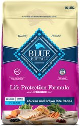 Blue Buffalo Life Protection Formula Small Breed Senior Chicken & Brown Rice Recipe Dry Dog Food, 15-lb bag