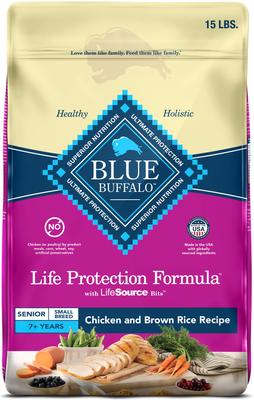 Show full view: Blue Buffalo Life Protection Formula Small Breed Senior Chicken & Brown Rice Recipe Dry Dog Food, 15-lb bag slide 1 of 12