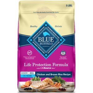 Blue Buffalo Life Protection Formula Small Breed Senior Chicken & Brown Rice Recipe Dry Dog Food, 5-lb bag