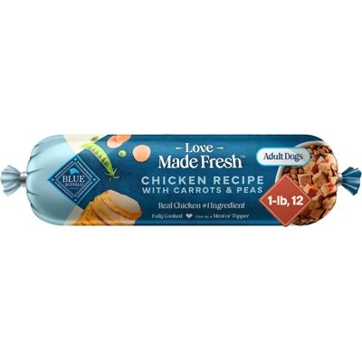 Blue Buffalo Blue Buffalo Love Made Chicken with Carrots & Peas Fresh Refrigerated Dog Food, 1-lb roll, bundle of 12