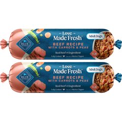 Blue Buffalo Love Made Fresh Refrigerated All Natural Beef with Carrots & Peas Dog Food, 1-lb roll, bundle of 12