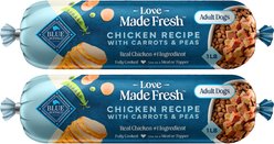 Blue Buffalo Love Made Chicken with Carrots & Peas Fresh Refrigerated Dog Food, 1-lb roll, bundle of 12