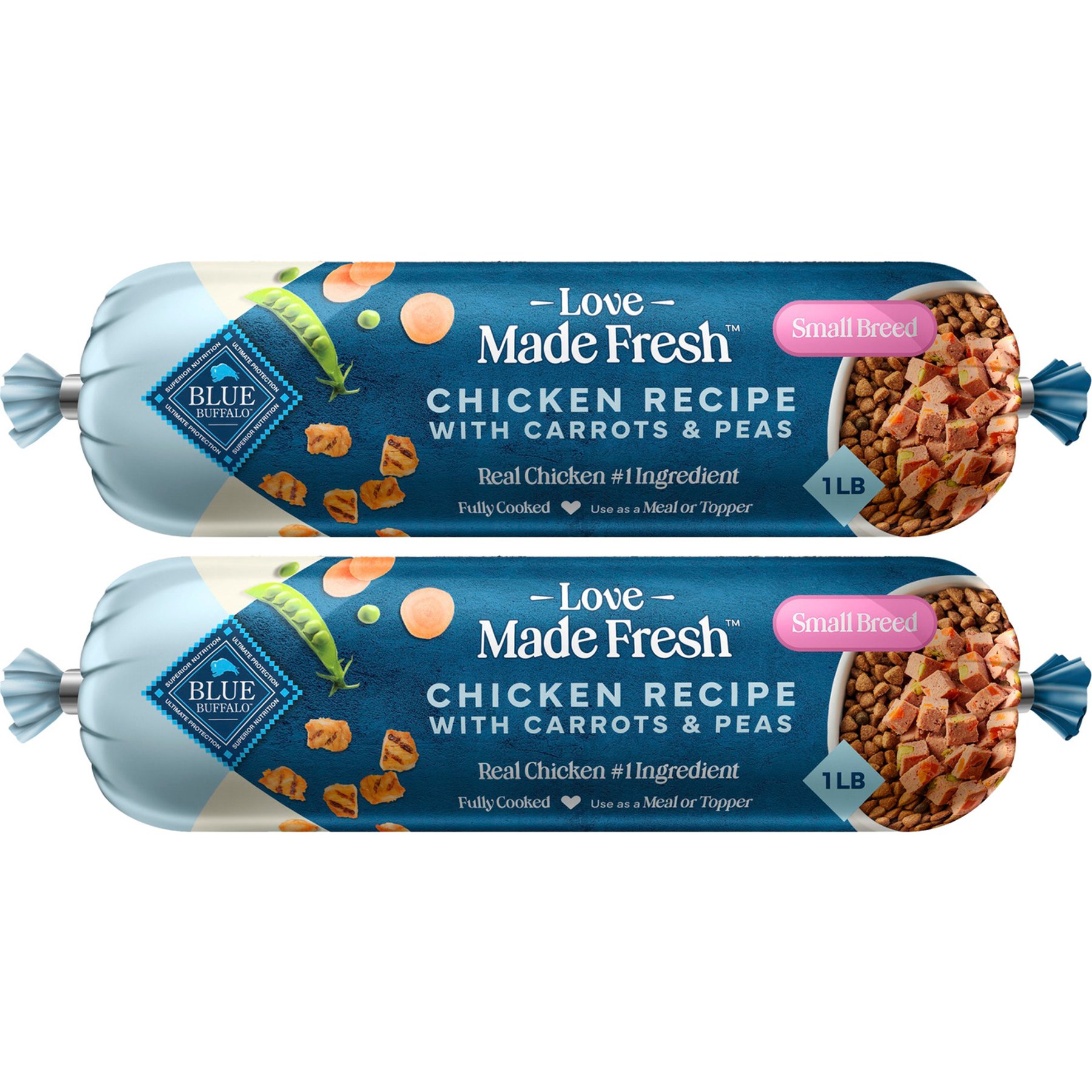 Blue Buffalo Love Made Fresh Refrigerated All Natural Chicken with Carrots & Peas Dog Food, 1-lb roll, bundle of 12