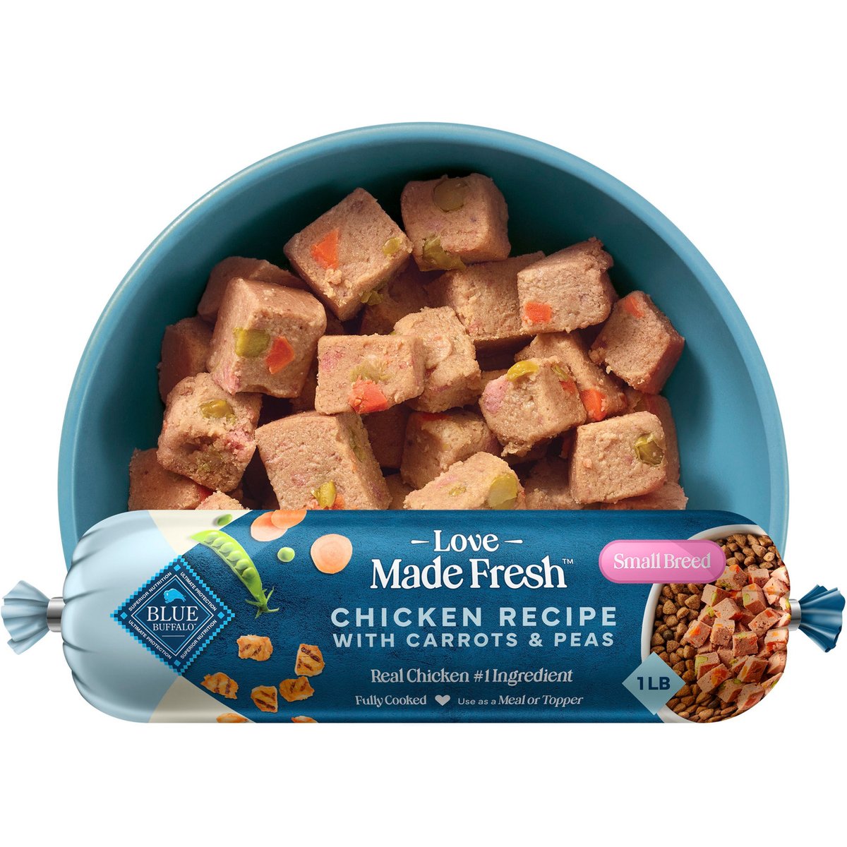 Blue Buffalo Love Made Fresh Refrigerated All Natural Chicken with Carrots & Peas Dog Food, 1-lb roll, case of 6