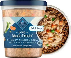 Blue Buffalo Love Made Fresh Refrigerated All Natural Chicken Stew with Carrots & Peas Dog Food, 2-lb tub, case of 4