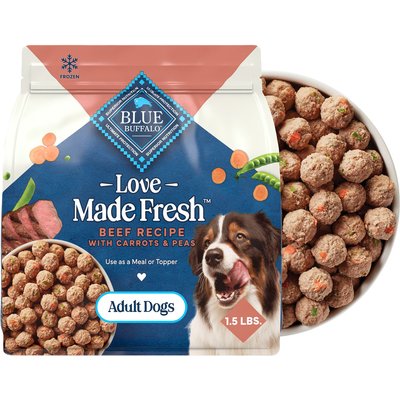 Blue Buffalo Blue Buffalo Love Made Fresh Frozen All Natural Beef Meatball with Carrots & Peas Dog Food, 1.5-lb pouch, case of 4