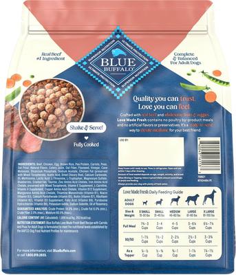 Show full view: Blue Buffalo Love Made Fresh Frozen All Natural Beef Meatball with Carrots & Peas Dog Food, 4-lb pouch, case of 3 slide 4 of 10