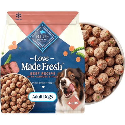 Blue Buffalo Blue Buffalo Love Made Fresh Frozen All Natural Beef Meatball with Carrots & Peas Dog Food, 4-lb pouch, case of 3