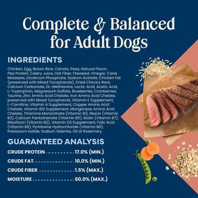 Show full view: Blue Buffalo Love Made Fresh Frozen All Natural Beef Meatball with Carrots & Peas Dog Food, 4-lb pouch, case of 3 slide 7 of 10