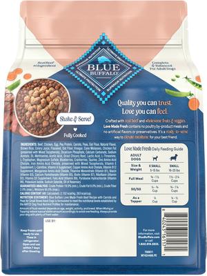 Show full view: Blue Buffalo Love Made Fresh Frozen All Natural Beef Meatball with Carrots & Peas Dog Food, 1-lb pouch, case of 4 slide 4 of 11