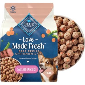 Blue Buffalo Love Made Fresh Frozen All Natural Beef Meatball with Carrots & Peas Dog Food, 1-lb pouch, case of 4