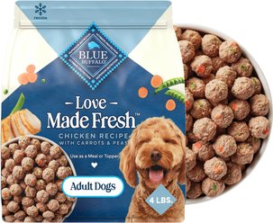 Blue Buffalo Love Made Fresh All Natural Chicken Meatball with Carrots & Peas Dog Food, 4-lb pouch, case of ...