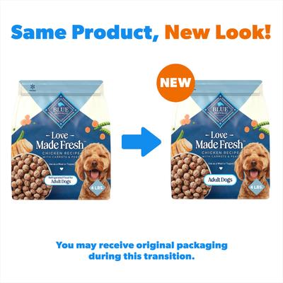 Show full view: Blue Buffalo Love Made Fresh All Natural Chicken Meatball with Carrots & Peas Dog Food, 4-lb pouch, case of 3 slide 3 of 11
