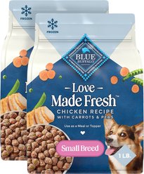 Blue Buffalo Love Made Fresh Frozen All Natural Chicken Meatball with Carrots & Peas Dog Food, 1-lb pouch, bundle of 8