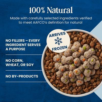 Show full view: Blue Buffalo Love Made Fresh Frozen All Natural Chicken Meatball with Carrots & Peas Dog Food, 1-lb pouch, case of 4 slide 5 of 11