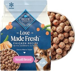 Blue Buffalo Love Made Fresh Frozen All Natural Chicken Meatball with Carrots & Peas Dog Food, 1-lb pouch, c...