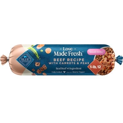 Blue Buffalo Blue Buffalo Love Made Fresh Refrigerated All Natural Beef with Carrots & Peas Small Breed Dog Food, 1-lb roll, bundle of 12