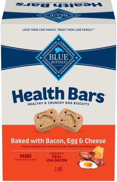 Show full view: Blue Buffalo Health Bars Bacon, Egg & Cheese Mini Dog Treats, 2-lb box slide 1 of 11