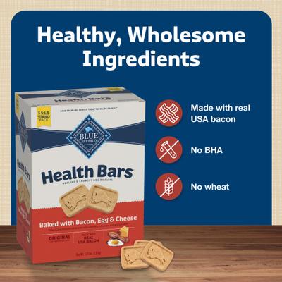 Show full view: Blue Buffalo Health Bars Bacon, Egg & Cheese Mini Dog Treats, 2-lb box slide 8 of 11