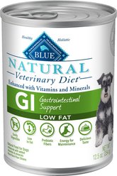 Blue Buffalo Natural Veterinary Diet GI Gastrointestinal Support Low Fat Grain-Free Wet Dog Food, 12.5-oz, case of 12