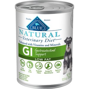 Blue Buffalo Natural Veterinary Diet GI Gastrointestinal Support Low Fat Grain-Free Wet Dog Food, 12.5-oz, case of 12