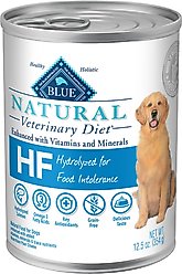 Blue Buffalo Natural Veterinary Diet HF Hydrolyzed for Food Intolerance Grain-Free Wet Dog Food, 12.5-oz, case of 24