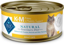 Blue Buffalo Natural Veterinary Diet K+M Kidney + Mobility Support Grain-Free Wet Cat Food, 5.5-oz, case of 24