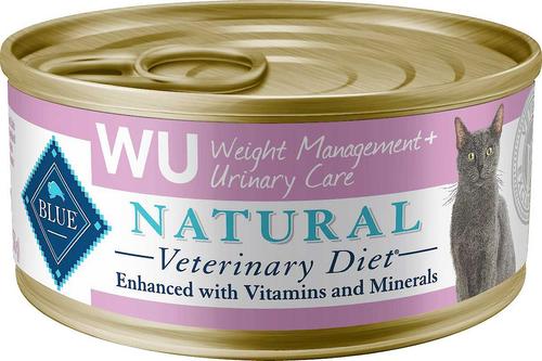 Show full view: Blue Buffalo Natural Veterinary Diet W+U Weight Management + Urinary Care Grain-Free Canned Cat Food, 5.5-oz, case of 24 + Blue Buffalo Natural Veterinary Diet W+U Weight Management + Urinary Care Grain-Free Dry Cat Food, 6.5-lb bag slide 2 of 7