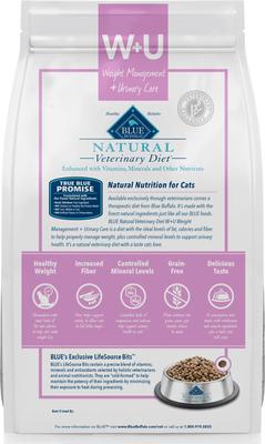Show full view: Blue Buffalo Natural Veterinary Diet W+U Weight Management + Urinary Care Grain-Free Canned Cat Food, 5.5-oz, case of 24 + Blue Buffalo Natural Veterinary Diet W+U Weight Management + Urinary Care Grain-Free Dry Cat Food, 6.5-lb bag slide 5 of 7