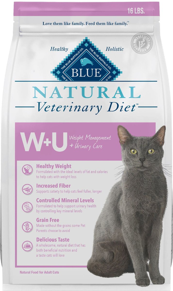 Blue Buffalo Natural Veterinary Diet W+U Weight Management + Urinary Care Grain-Free Dry Cat Food