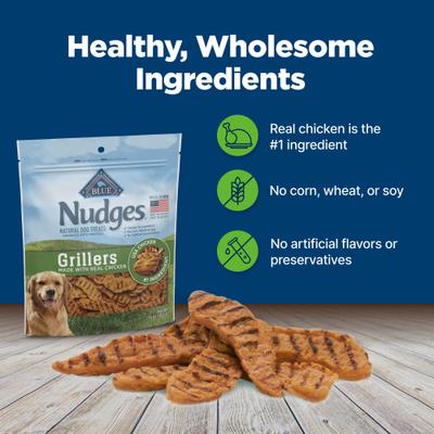 Show full view: Blue Buffalo Nudges Grillers Chicken Dog Treats, 16-oz bag, bundle of 2 slide 8 of 11