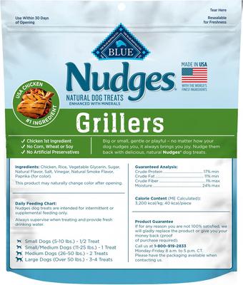 Show full view: Blue Buffalo Nudges Grillers Chicken Dog Treats, 16-oz bag, bundle of 2 slide 3 of 11