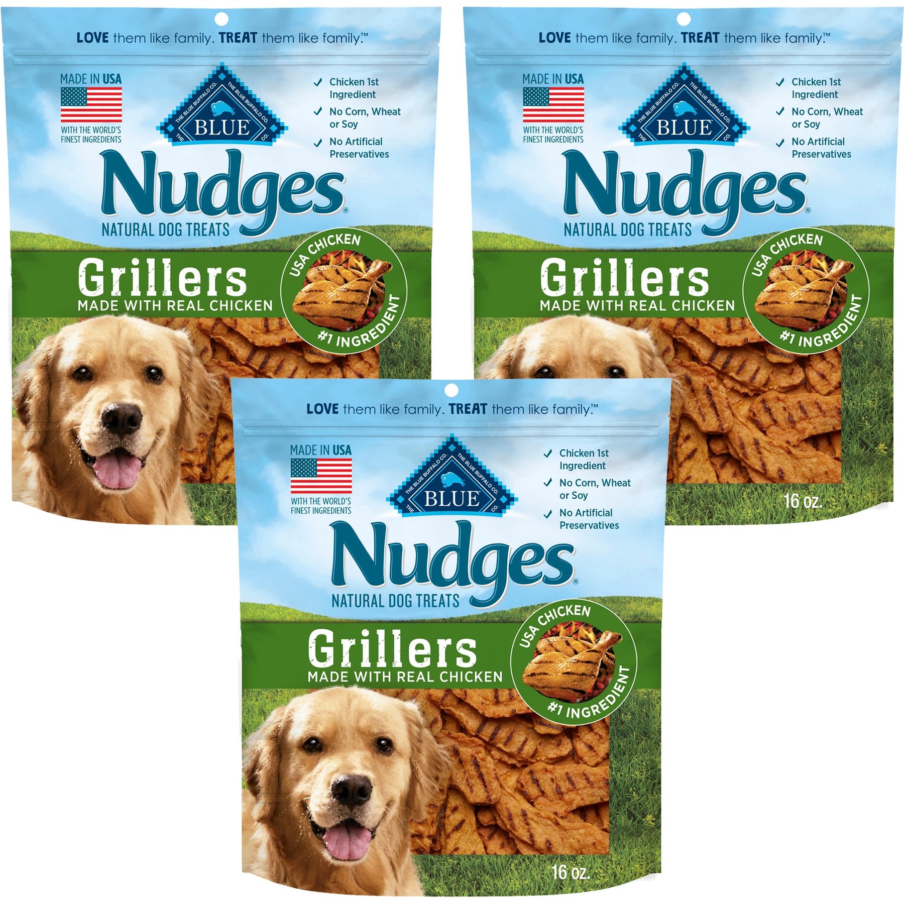 Blue Buffalo Nudges Grillers Chicken Dog Treats, 48-oz bundle