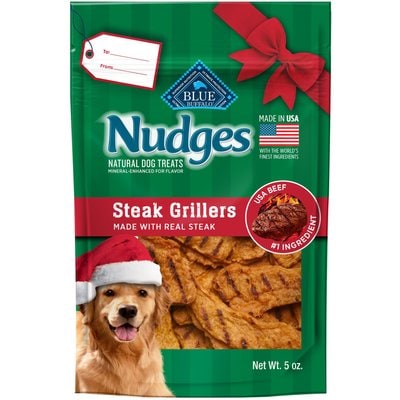 Blue Buffalo Blue Buffalo Nudges Holiday Grillers Beef Jerky Dog Treats, 5-oz bag