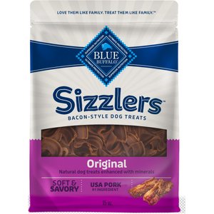 Blue Buffalo Sizzlers with Real Pork Bacon-Style Dog Treats, 15-oz bag