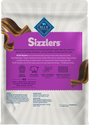 Show full view: Blue Buffalo Sizzlers with Real Pork Bacon-Style Dog Treats, 28-oz bag slide 3 of 12