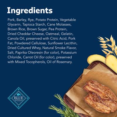 Show full view: Blue Buffalo Sizzlers with Real Pork Bacon-Style Dog Treats, 28-oz bag slide 6 of 12