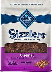 Blue Buffalo Sizzlers with Real Pork Bacon-Style Dog Treats, 6-oz bag