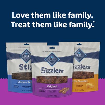 Show full view: Blue Buffalo Sizzlers with Real Pork Bacon-Style Dog Treats, 6-oz bag slide 9 of 12