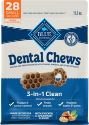 Blue Buffalo Small Natural Chicken & Spearmint Dental Dog Chews Treats, 11.3-oz bag, 28 count
