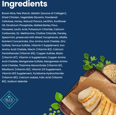 Show full view: Blue Buffalo Small Natural Chicken & Spearmint Dental Dog Chews Treats, 11.3-oz bag, 28 count slide 6 of 12