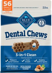 Blue Buffalo Small Natural Chicken & Spearmint Dental Dog Chews Treats, 22.6-oz bag, 56 count
